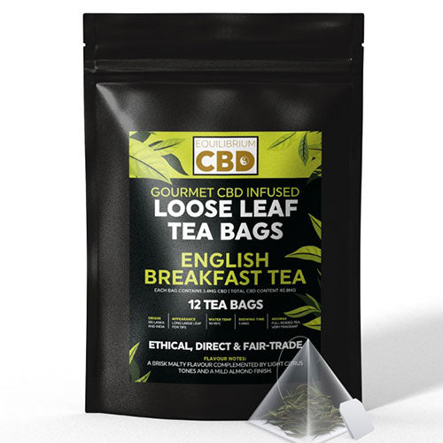 Full Spectrum Infused English Breakfast CBD Oil Tea – 12 Tea Bags – 40.8mg